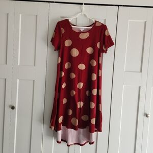 LuLaRoe Red and Tan Polka Dot Dress
